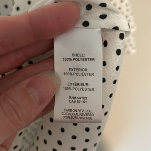 Karl Lagerfeld Polka Dot Tiered Bell Sleeve Top Women’s Size Medium White/Black - Picture 4 of 6